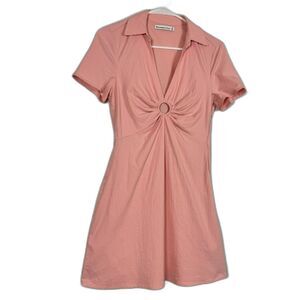 Abercrombie & Fitch Pink Peach Ring Front Mini Dress Size SP Collared Y2K Style